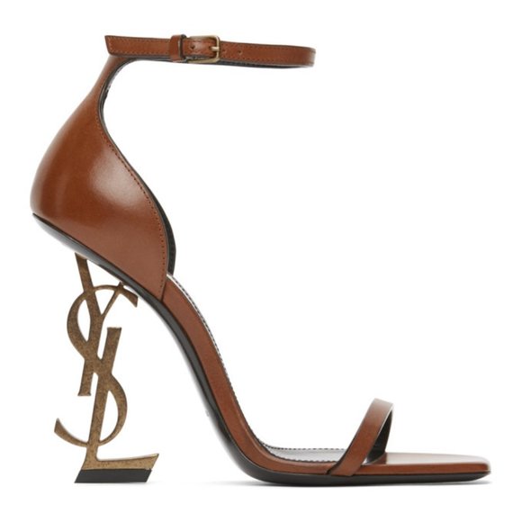 Saint Laurent (YSL) Brown Opyum Heeled Sandals - Picture 1 of 7